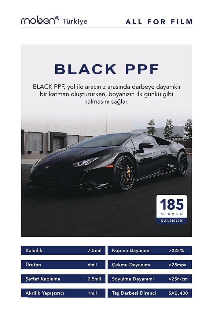 Moben Black Siyah Ppf Kaplama 185 Mikron