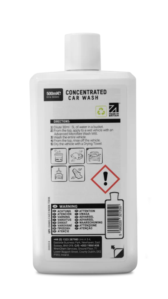 Valet Pro Concentrated Car Wash 500ml Seramik Korumalar için PH Dengeli Konsantre Şampuan
